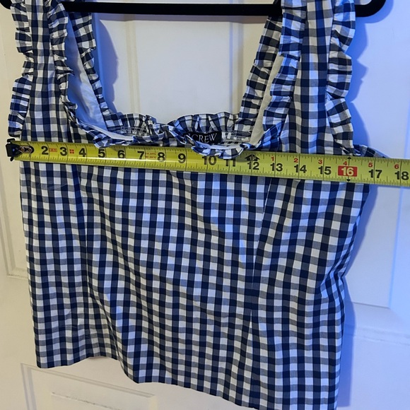 J.Crew Blue Gingham Smocked Ruffle Strap Top Size Large NWT Re-Imagined - Picture 14 of 14